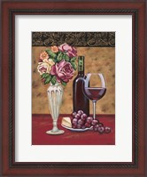 Framed Vintage Flowers & Wine I