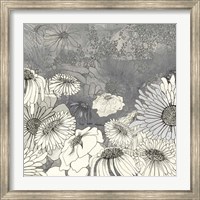 Framed Flowers on Grey I