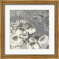 Framed Flowers on Grey II
