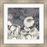 Framed Flowers on Grey III