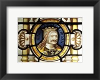 Framed Crovan stained glass at Tynwald, the Parliament of the Isle of Man