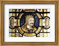 Framed Crovan stained glass at Tynwald, the Parliament of the Isle of Man