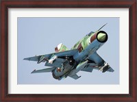 Framed MiG-21bis taking off armed with AA-8 Aphid air-to-air missiles
