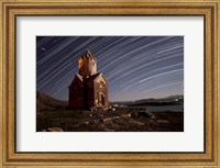 Framed Star trails above Dzordza church, Iran