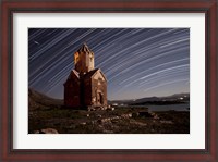 Framed Star trails above Dzordza church, Iran