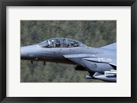 Framed F-15E Strike Eagle low flying over Wales, United Kingdom