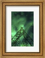 Framed Powerlines and aurora borealis, Tjeldsundet, Norway