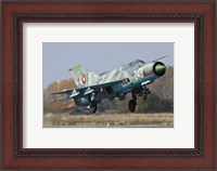 Framed Bulgarian Air Force MiG-21bis jet fighter taking off