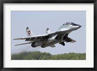 Framed Bulgarian Air Force MiG-29UB taking off from Graf Ignatievo Air Base