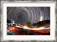 Framed Astronomers observe polar star trails above a mountain in Iran