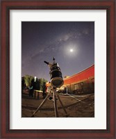 Framed Astrophotography setup with the moon and Milky Way in the background