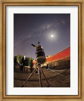 Framed Astrophotography setup with the moon and Milky Way in the background