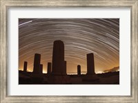 Framed Star trails above the Private Palace of Cyrus the Great, Pasargad, Iran