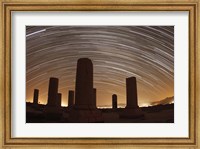 Framed Star trails above the Private Palace of Cyrus the Great, Pasargad, Iran