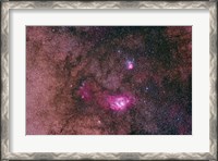 Framed Lagoon Nebula and Trifid Nebula in the constellation Sagittarius