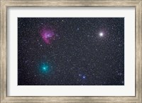 Framed Comet Hartley 2 near the Pacman Nebula, NGC 281, in Cassiopeia