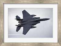 Framed F-15E Strike Eagle flying over North Wales