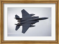 Framed F-15E Strike Eagle flying over North Wales