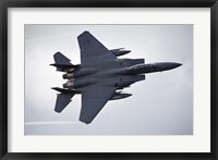 Framed F-15E Strike Eagle flying over North Wales