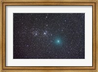 Framed Comet Hartley 2 as it approaches the Double Cluster in Perseus