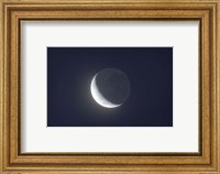 Framed Waxing crescent moon with Earthshine