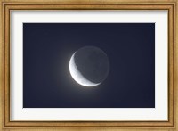 Framed Waxing crescent moon with Earthshine