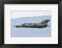 Framed Bulgarian Air Force MiG-21bis low flying over Bulgaria