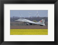 Framed Bulgarian Air Force MiG-29UB aircraft taking off