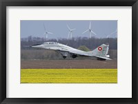 Framed Bulgarian Air Force MiG-29UB aircraft taking off