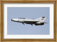 Framed Serbian Air Force MiG-21UM jet fighter