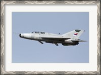 Framed Serbian Air Force MiG-21UM jet fighter
