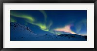 Framed Panoramic view of the Aurora Borealis over Skittendalen Valley, Troms County, Norway