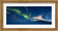 Framed Panoramic view of the Aurora Borealis over Skittendalen Valley, Troms County, Norway