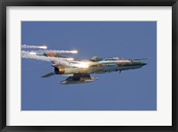 Framed Romanian Air Force MiG-21 MF LanceR popping flares