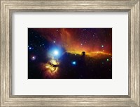 Framed Alnitak region in Orion with Flame Nebula (NGC 2024), and Horsehead Nebula