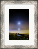 Framed Moonset over the sea with Pleiades (M45) cluster