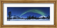 Framed Panoramic view of the Aurora Borealis over Nova Mountain Wilderness, Norway