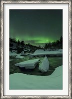 Framed Aurora Borealis, Tennevik River, Troms, Norway
