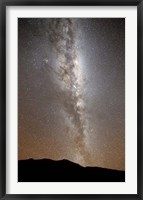 Framed Milky Way in vertical position rising from the horizon