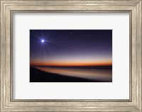 Framed Moon and Venus at twilight from the beach of Pinamar, Argentina