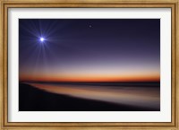 Framed Moon and Venus at twilight from the beach of Pinamar, Argentina