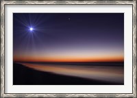 Framed Moon and Venus at twilight from the beach of Pinamar, Argentina