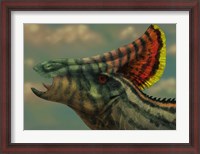 Framed Olorotitan dinosaur portrait