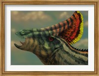 Framed Olorotitan dinosaur portrait