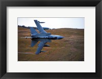 Framed Royal Air Force Tornado GR4 during low fly training in North Wales
