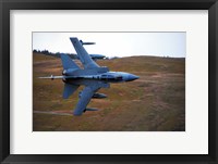 Framed Royal Air Force Tornado GR4 during low fly training in North Wales