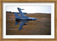 Framed Royal Air Force Tornado GR4 during low fly training in North Wales