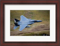 Framed F-15E Strike Eagle low flying over North Wales