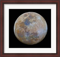 Framed almost full Moon in color