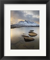 Framed Novatinden Mountain and Skoddeberg Lake in Troms County, Norway